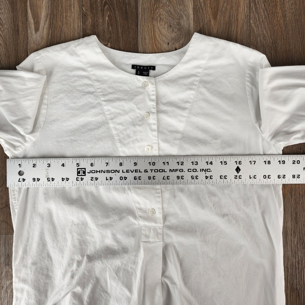 Theory White Cotton Button Front Tunic Shirt Top Women's Size Small Long Sleeve‎ - Picture 6 of 9